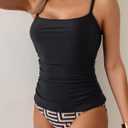 Eomenie Women's Swimsuit Tankini Tummy Control Bathing Suits Two Piece Full Coverage Slim Swim Suits with High Waisted Bottom (S)