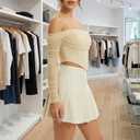 Corset Tops for Women Long Sleeve Off The Shoulder Crop Boned Bustier Trendy Y2K Going Out Tops