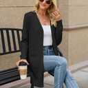 Cardigan Sweaters for Women Lightweight Long Open Front Casual Knit with Pockets Loose Fit Fall Winter Outfits 2025 (Black)