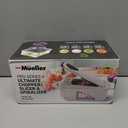 Mueller Pro-Series All-in-One, 12 Blade Mandoline Slicer for Kitchen, Food Chopper, Vegetable Slicer and Spiralizer, Cutter, Dicer, Grater, Kitchen Gadgets Sets with Container, White Sand/Pastel Green