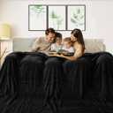 Excervent Solid Oversized Flannel Fleece Blanket (120x120 inches, Black) Cozy Throw Blankets for Couch Sofa and Bed, King Size 10'X10' Super Soft Luxurious Warm Striped Blankets for Household Bedroom