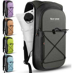 Hydration Backpack with TPU Hydration Bladder, Lightweight Hiking Water Backpack, Hydration Pack with 2L Water Bladder for Running, Cycling Climbing Camping Outdoor Sports (One Size, Gray)