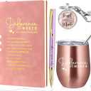 4 Pcs Difference Maker Gift Inspirational Journal Ballpoint Pen Tumbler Thank You Keychain Staff Appreciation Gifts Bulk for Women Wen Office Valentines Nurse Teacher Employee Gifts(Pink)