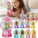 Valentines Day Cards for Kids School, Valentines Bubble Gum Machine Candy Cards DIY Exchange Gifts Set with Plastic Dome for Boys Girls School Party Supplies, 24 Pack, Not Included Candy (Pink)