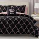 Juicy Couture Black Link Logo Printed Comforter Set, King – Complete 8-Piece Bed in a Bag Collection