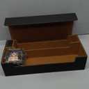 2200+ MTG Deck Box Leather Magnetic Closure Commander Organiser, Holds 5 Small Deck Boxes, Includes 1 Small Deck Box, 8 Dividers, 1 Foam Stopper, 1 Toploader, Black/Brown