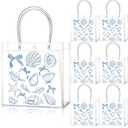 Teenyyou 24 Pcs Ocean Seashell Beach Gift Bags with Handles Starfish Shell PVC Gift Bags Candy Treat Tote Party Favor for Birthday Party Supplies