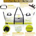 Insulated Fish Cooler Bag, 60'' Waterproof Leakproof Fishing Kill Bag with Drain Valve, Zipper and Heavy Duty PVC Marine Cooler for Boat Kayak Offshore Fishing, Keeps Fish Fresh Up to 48H, 60''L*24''H*8.6''W