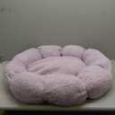 Lesure Calming Medium Dog Bed - Flower Donut Round Fluffy Puppy Bed in Plush Teddy Sherpa, Non-Slip Cute Flower Cat Beds for Indoor Cats, Medium Pet Bed Fits up to 45 lbs, Machine Washable, Purple 30"