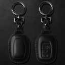 Tukellen for Honda Key Fob Cover Leather,with Keychain Compatible with 2022 2023 2024 2025 2026 Passport Accord Civic HR-V CR-V Pilot,4/5 Buttons Smart Remote Key-Black