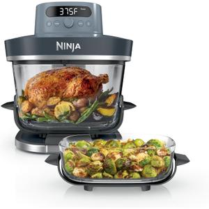 Ninja Crispi Pro 6-in-1 Glass Air Fryer | 450°F, Nontoxic, 6qt & 2.5qt Containers & Lids | Microwave, Freezer, Dishwasher Safe | Max Crisp, Air Fry, Bake, Roast, Recrisp, Dehydrate |Cyberspace AS101CY