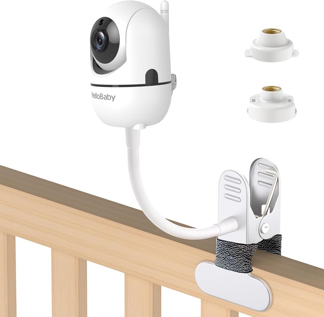 Baby Monitor Mount Compatible with HelloBaby for HB6550/ HB6560/ HB65/ HB6351/ HB40/ HB6339/ HB6336, ANMEATE SM935E Monitor, Adjustable Baby Monitor Stand Flexible Clip Clamp Mount No Drilling