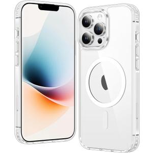 FNTCASE for iPhone 13 Pro-Max Case: Clear Magnetic Phone Cases Compatible with Magsafe Slim Anti Yellowing Military Grade Drop Protection Rugged Protective Transparent Cell Phone Cover (A-Clear)