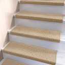 Brakki Bullnose Carpet Stair Treads, Stair Treads for Wooden Steps Indoor Runner and Pets, Non Slip Soft Edging Staircase Protectors, Washable, 29.5"x9.5"x1.5" 14pcs, Beige and Cream