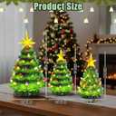Set of 3 Lighted Resin Christmas Tree Figurine, 11''/7.4''/4.4'' Large Christmas Tree Tabletop Decorations with Multi-Color Lights Battery Operated Xmas Decor for Tables Mantel Holiday