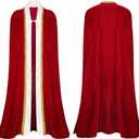 King & Queen Costume Set for Adults with Crown & Scepter, Medieval Royal Cape for Halloween & Christmas