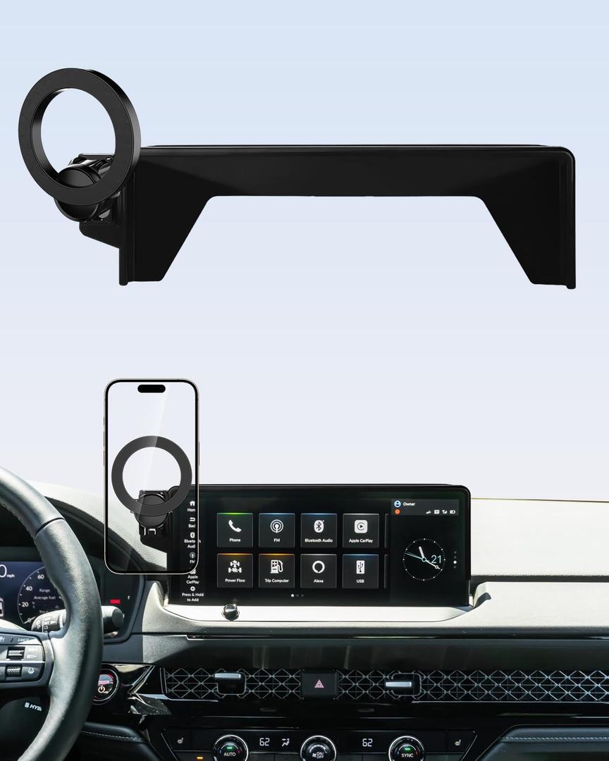 PZK Car Phone Mount for 2023-2025 2026 Honda Accord Hybrid Sport /-L/EX-L/Touring/Prime (Ony fit for 12.3-Inch Screen) Compatible with MagSafe Car Phone Holder with Stroage Box (Not Fit for LX/EX/SE)