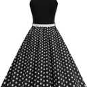 ODIZLI 1950s Dress for Women Retro Sleeveless Tie Neck Polka Dot Swing Dress with Belted Evening Party Cocktail Dresses (XL)