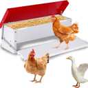 Automatic Chicken Feeder, Galvanized Treadle Poultry Feeder No Waste, Rainproof Metal Auto Chicken Feeder Rat-Proof, No-Spill for Duck Turkey Outside