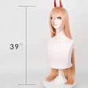 LABEAUTÉ Orange Cosplay -Power Wig + Horns for Girls Women Anime Long Straight Halloween Party Hair Wig with Cap