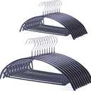 Nature Smile Non Slip PVC Coating Sweater Hangers,Dress Suit Coat Hangers,Shoulder Bump Free Golf T Shirts Clothes Hangers (Black Color 20 Pack)