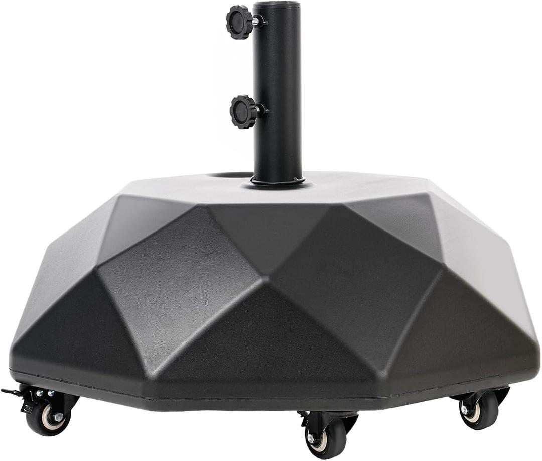 HOMSHADE H16 Patio Umbrella Stand Base with 5 Wheels - 127lbs Heavy Duty Rolling Weights Outdoor Market Umbrella Base, Refillable High-Density HDPE Materia Weights Stand for Outside Patio (Black)