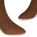 SHIBEVER Suede Knee High Cowboy Boots for Women Comfortable Tall Cowgirl Boots Zipper Low Heel Fall Winter Western Booties (Brown)