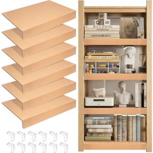 Wire Rack Covers for Shelves, 6 Pack 33 x 16in Wires Shelf Ccover for Pantry Waterproof PVC Wood-Look Shelves Cover for Cabinet Kitchen Bathroom Shelving Decoration