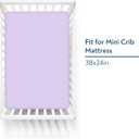 Magik & Kover Mini Crib Sheets Girl 4 Pack, Baby Crib Sheet for Mini Crib Mattress and Playard Mattress, Soft Breathable Fitted Baby Crib Sheets Set for Girls, Pink & Violet
