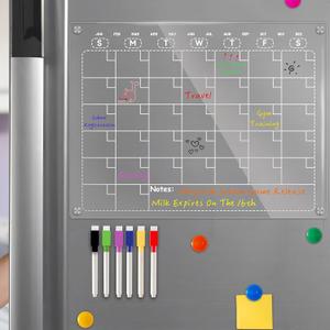 Magnetic Calendar for Refrigerator, Acrylic Fridge Calendar for Easy Organizing, Clear Monthly Planner Whiteboard for Refrigerator 11.8"x9.8"