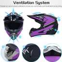 Youth Motocross Helmet Kids Dirt Bike Helmets ATV Bump Safty Helmet Full Face Motorcycle Helmet Off-Road Mountain Bike Helmet with Goggles Gloves Mask DOT Approved (Black Purple, L)