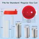 4 Pack Soda Can Lids with Straw, 4 Color Can Covers for Soda with Reusable BPA-Free, Can Lid Built w/ 3 Sizes Fits for S/M/L Sizes, Can Lids Soda w/Straw Brush Cans for Seltzer, Beer, Juice, Seltzer