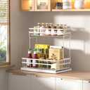 1 Pack Under Sink Organizers and Storage, 2 Tier Pull Out Cabinet Organizer, Metal Sliding Drawer Storage for Kitchen BathroomWhite