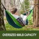 Outdoor Large Hammock for Camping Hammocks Gear for The Backpacking Survival Travel Portable Lightweight Parachute Nylon,Sturdy and Durable Up to 660lbs (Green)