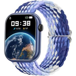 Hwagol Watch Straps,Braided Elastic Sports Ring Compatible Smart Watch,24mm Wide Strap Adjustable Elastic Nylon Braided Wristband for Women and Men