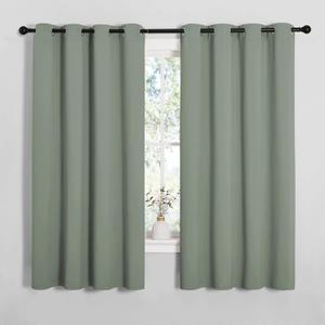 NICETOWN Bedroom Curtain Panels Blackout Draperies, Thermal Insulated Solid Grommet Blackout Curtains/Drapes (Greyish Green, 1 Pair, 55 by 68-inch)