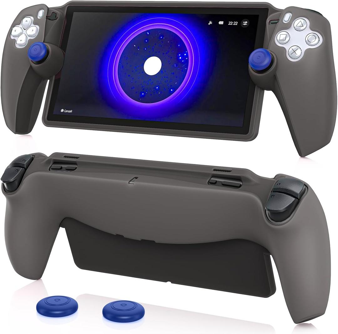 FYOUNG Protective Case for PlayStation Portal, Silicone Soft Grip Cover Case Protector with Full Protection and Non-Slip Thumb Grips Accessories Kit for PlayStation Remote Player (Grey)