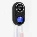 Toothbrush Holder & Toothbrush Cleaner, UV Toothbrush Sanitizer and Holder 2 Slots, Cleaning and Fan & Heat Drying, LED Smart Screen, Wall Mounted Tooth Brush Holder for Bathrooms (Black)