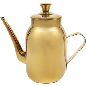 Amosfun 420ml Olive Oil Bottle Dispenser Stainless Steel Drop-free Pouring Oil Pot Kitchen Vinegar Cruet Storage Container Kitchen Favors (Gold)