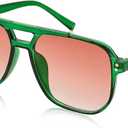 Retro Square Pilot Sunglasses Women Men 70s Vintage Trendy Plastic Frame Sun Glasses