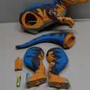 24" Large Dinosaur Toys for Kids 3-5, Big Dinosaur Tyrannosaurus rex Figure Toy with 10+ Dinosaurs Belly Storage, Gliding Wheels, Lights Sounds & Mist Spray  T-Rex that eats Toy for Boys Gift (Blue)