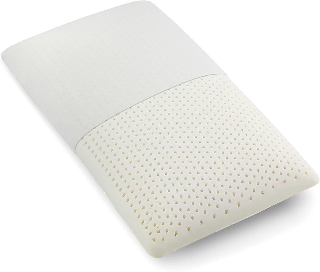 Latex Pillow, 100% Natural Talalay Latex Pillow with Removable Breathable Cotton Cover, Luxurious Standard Size Soft Bed Pillow for Side Back and Stomach Sleepers, Help Release Neck Pressure