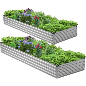 2PCS 9x3x1ft Galvanized Raised Garden Bed Kit,Metal Planter Box for Vegetables,Flowers,Herbs Durable Rust-Resistant Patio Gardening Beds,Silver