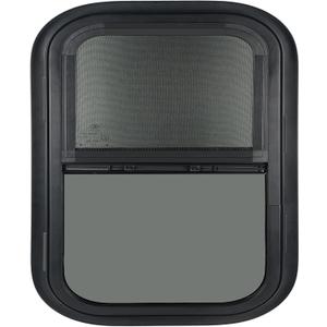 2 Pack Vertical RV Windows, 14" W x 16" H Tinted Sliding RV Window with Net Screen and Trim Ring, Suitable for 1-1/8" Thick Walls, DOT Approved