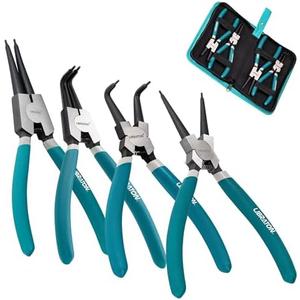 LIBRATON Snap Ring Pliers Set, 7-Inch Heavy Duty Internal/External Circlip Pliers Kit with Straight & Bent Jaw Tips, Spring-Loaded for Retaining Rings, Hoses, Gaskets, with Storage Case