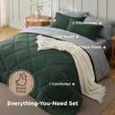 Bedsure Queen Comforter Set - 7 Pieces Reversible Forest Green Bedding, Queen Size Bed Set for All Seasons, Bed in a Bag with Down Alternative Comforter, Sheets, Pillowcases & Shams