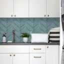 STICKGOO 10 Sheets Thicker Herringbone Peel and Stick Backsplash, 12.69.7 Stick on Wall Tiles, Self Adhesive Tile Sticker for Kitchen Backsplash and Bathroom, Blue Teal