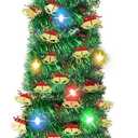 5 FT Pencil Christmas Tree with 90 Colorful Lights, Collapsible Artificial Sequin Pop Up Christmas Tree, Skinny Pencil Tinsel Christmas Trees, Xmas Tree for Home Apartment Basement Fireplace