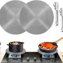 2 Pack Gas Stove Heat Diffuser Plate, Round Fast Defrosting Tray Aluminum Non-Stick Coating Cookware Simmering Thawing Plate Conduction Multifunctional, Flame Guard Protection Stovetop (9.3 inch)