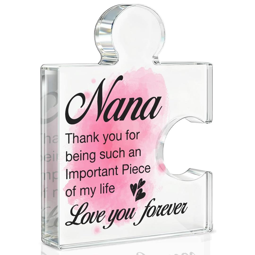 Gifts for Nana Grandma Birthday Christmas Mothers Day, Nana Gifts Acrylic Puzzle Plaque Decorative Gift Idea from Grandkids Granddaughter Grandson